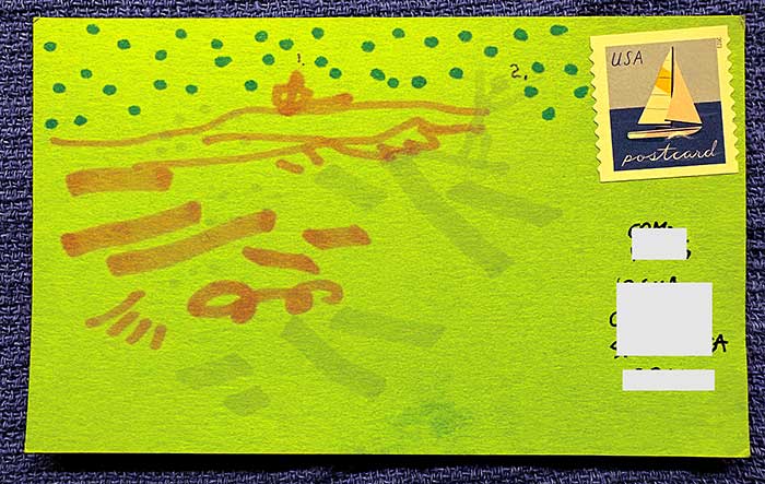 Postcard drawing sent to send cheer