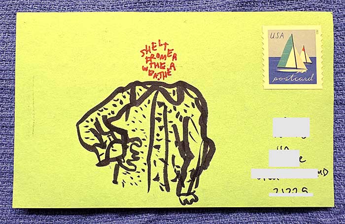 Postcard drawing sent to send cheer