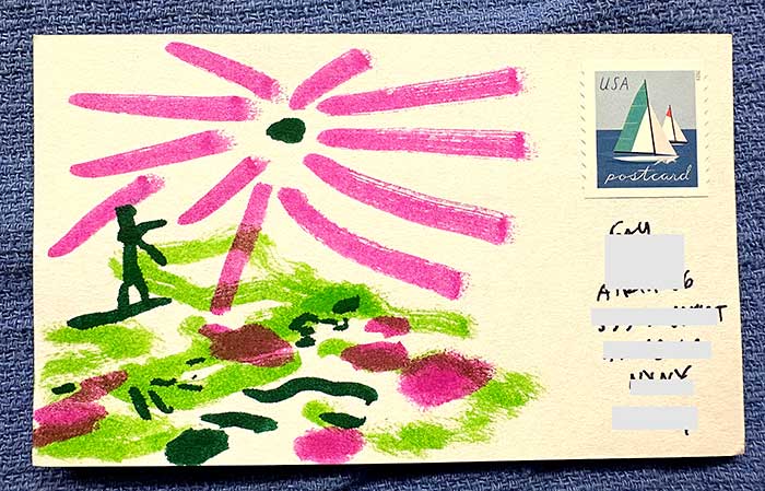Postcard drawing sent to send cheer