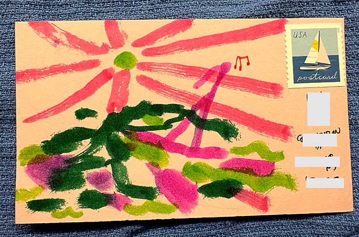 Postcard drawing sent to send cheer