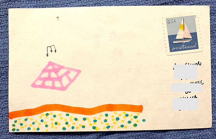 Postcard drawing sent to send cheer