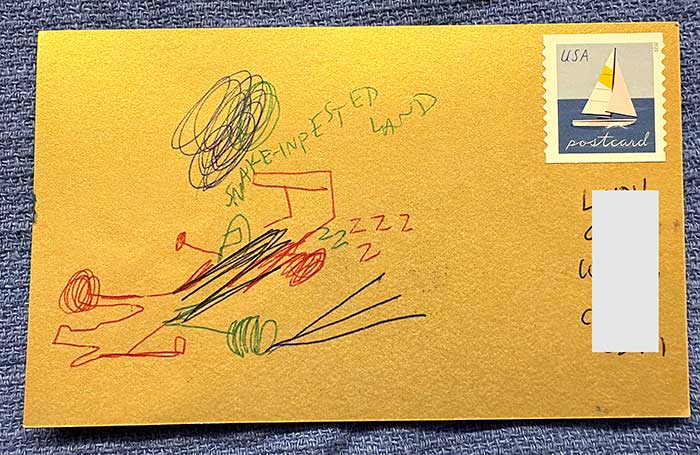 Postcard drawing sent to send cheer