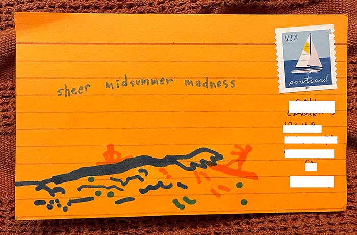 Postcard drawing sent to send cheer
