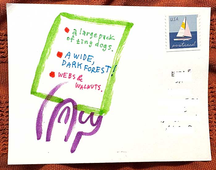 Postcard drawing sent to send cheer
