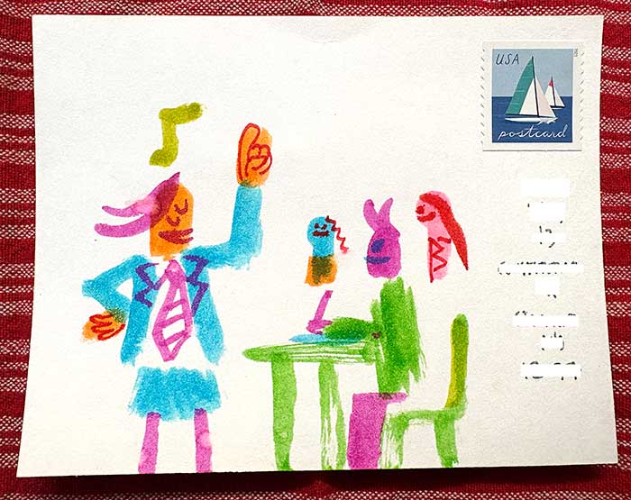 Postcard drawing sent to send cheer