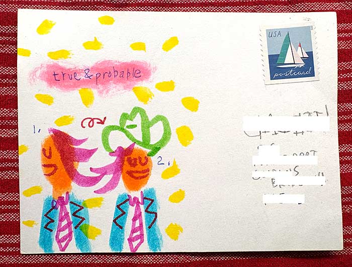 Postcard drawing sent to send cheer