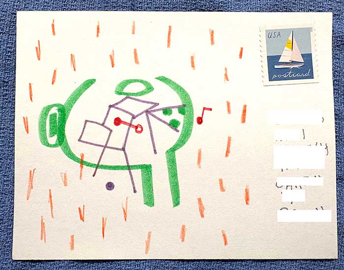 Postcard drawing sent to send cheer