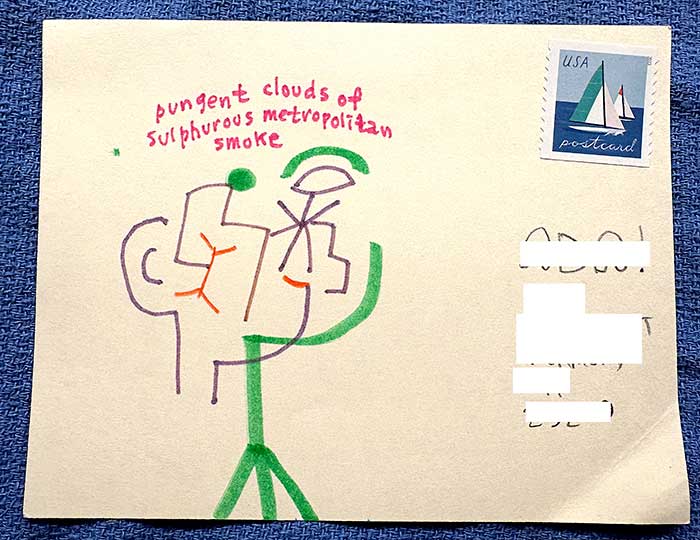 Postcard drawing sent to send cheer