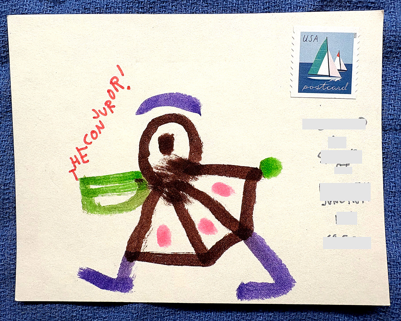 Postcard drawing sent to send cheer
