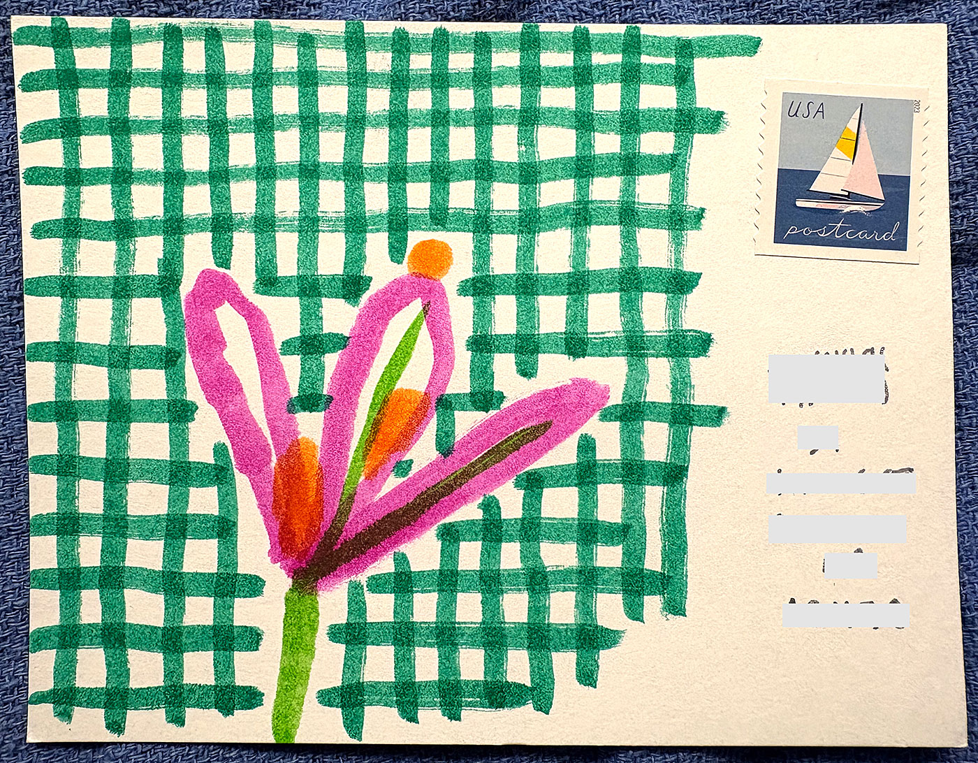 Postcard drawing sent to send cheer
