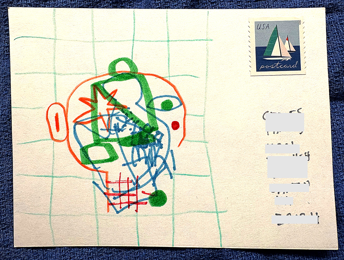 Postcard drawing sent to send cheer