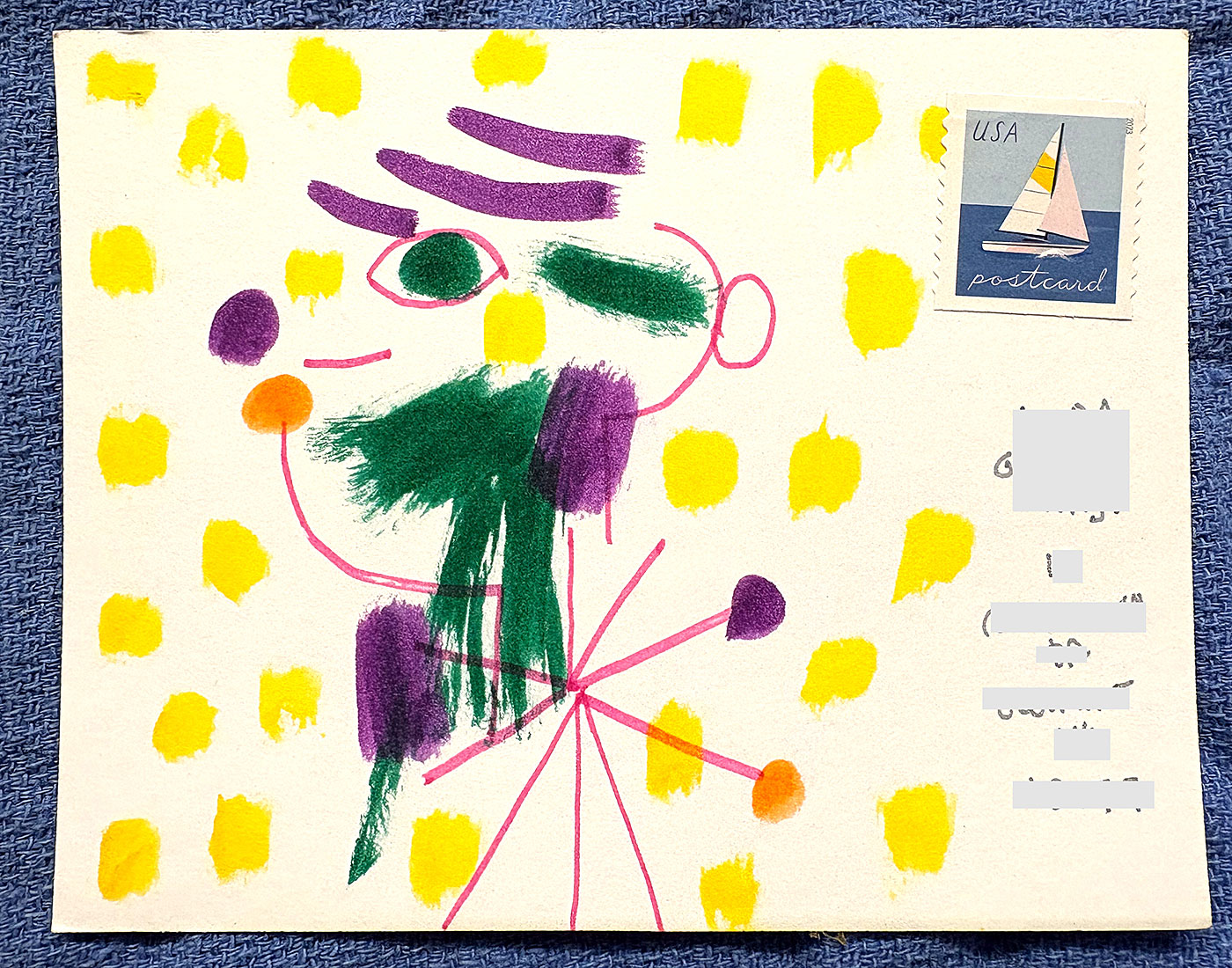 Postcard drawing sent to send cheer