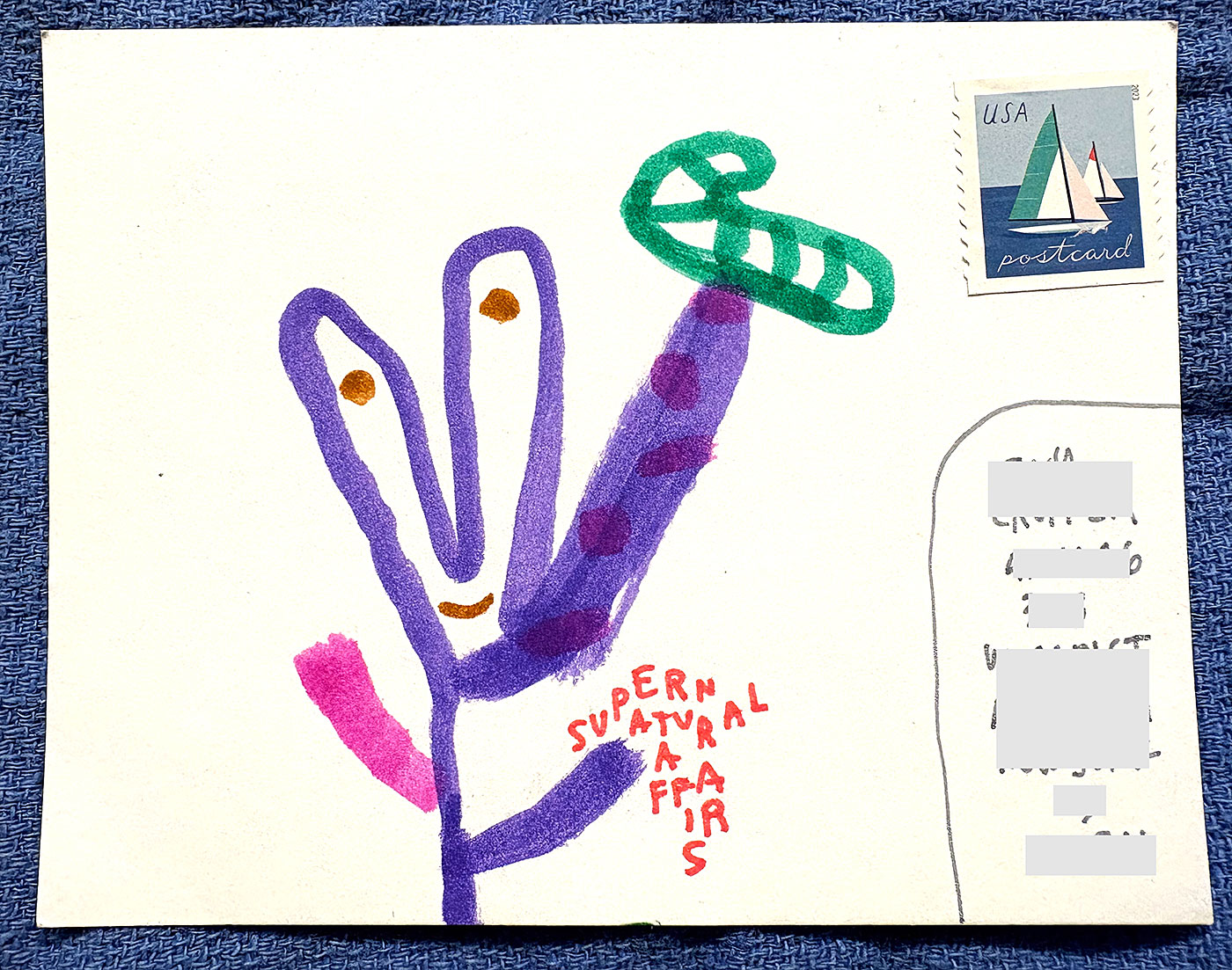 Postcard drawing sent to send cheer