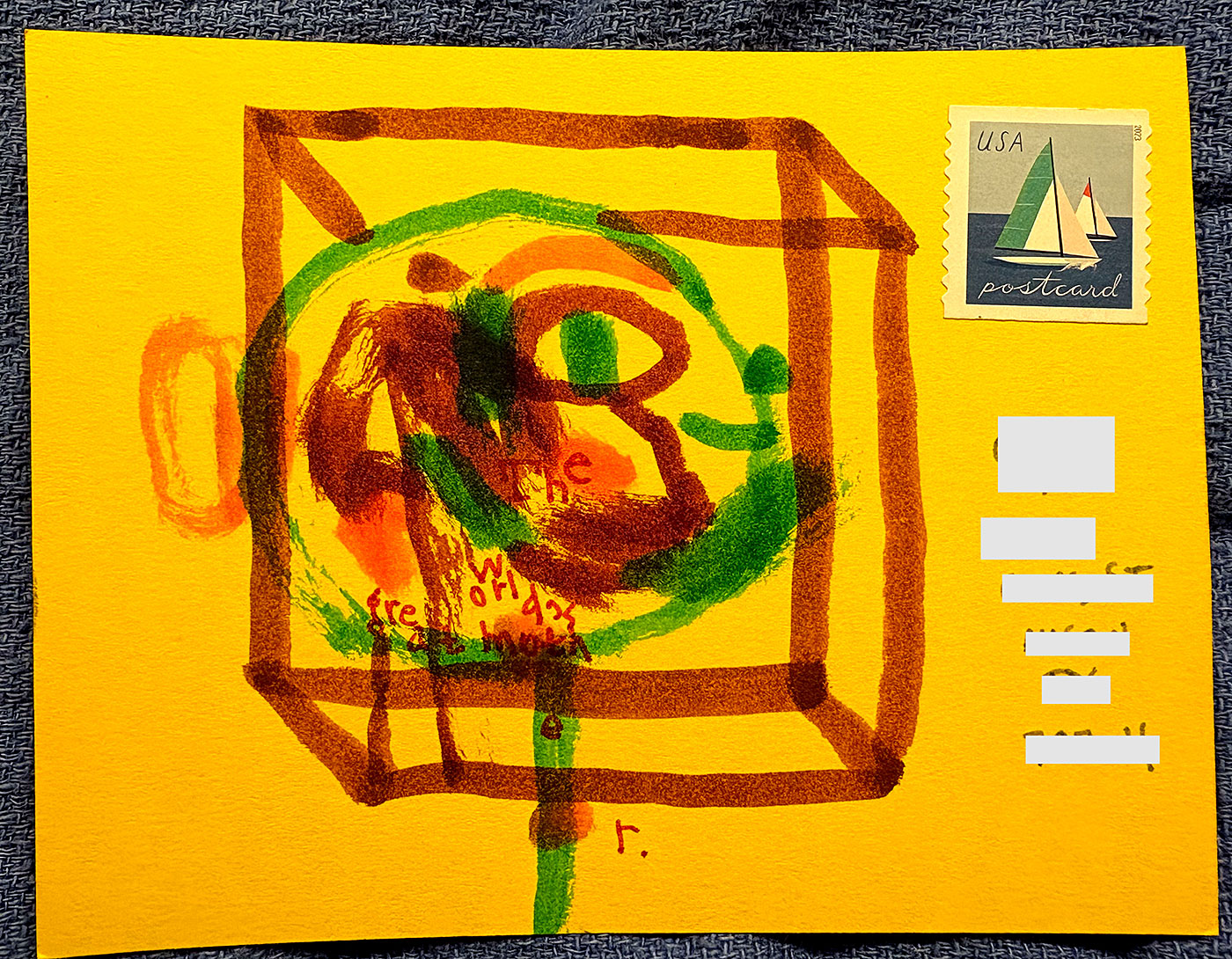 Postcard drawing sent to send cheer