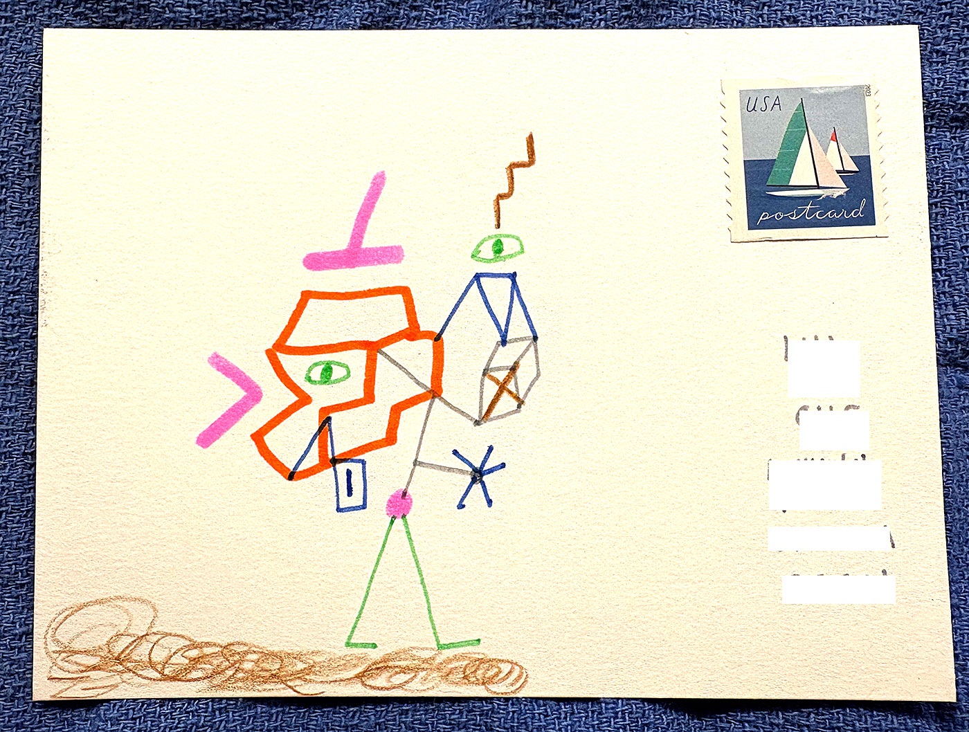 Postcard drawing sent to send cheer