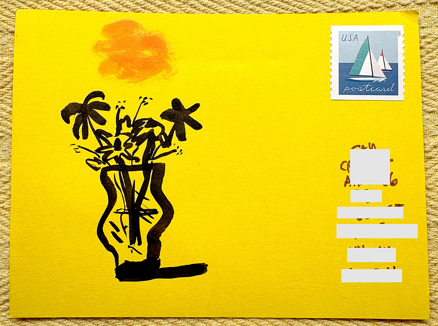Postcard drawing sent to send cheer
