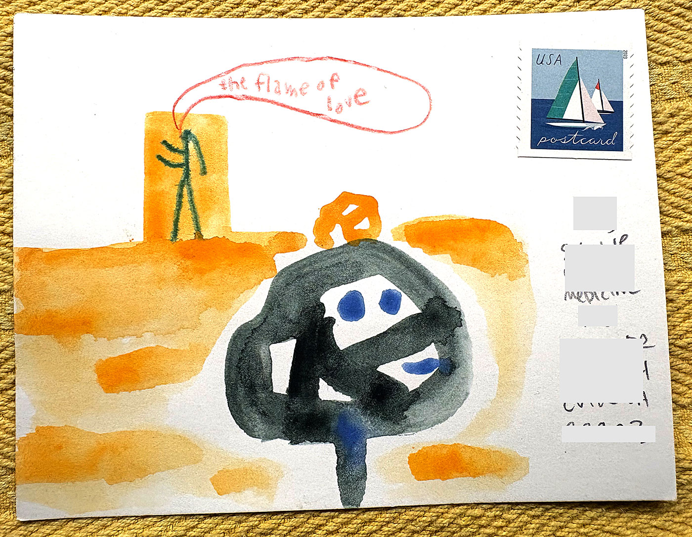Postcard drawing sent to send cheer