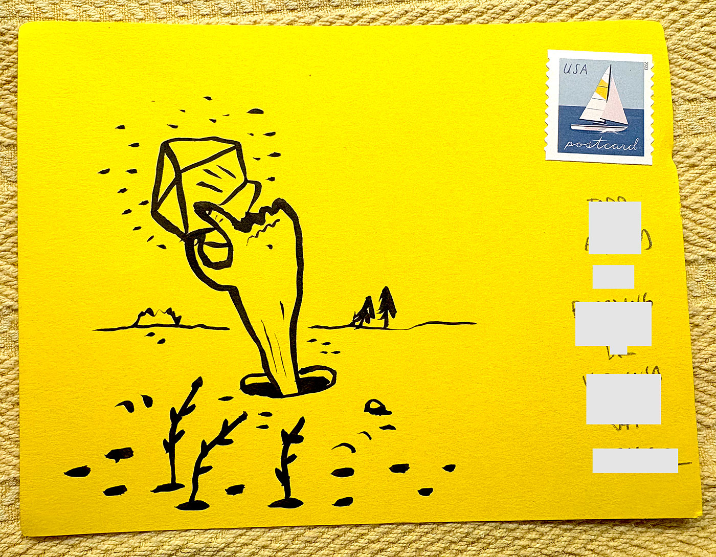 Postcard drawing sent to send cheer