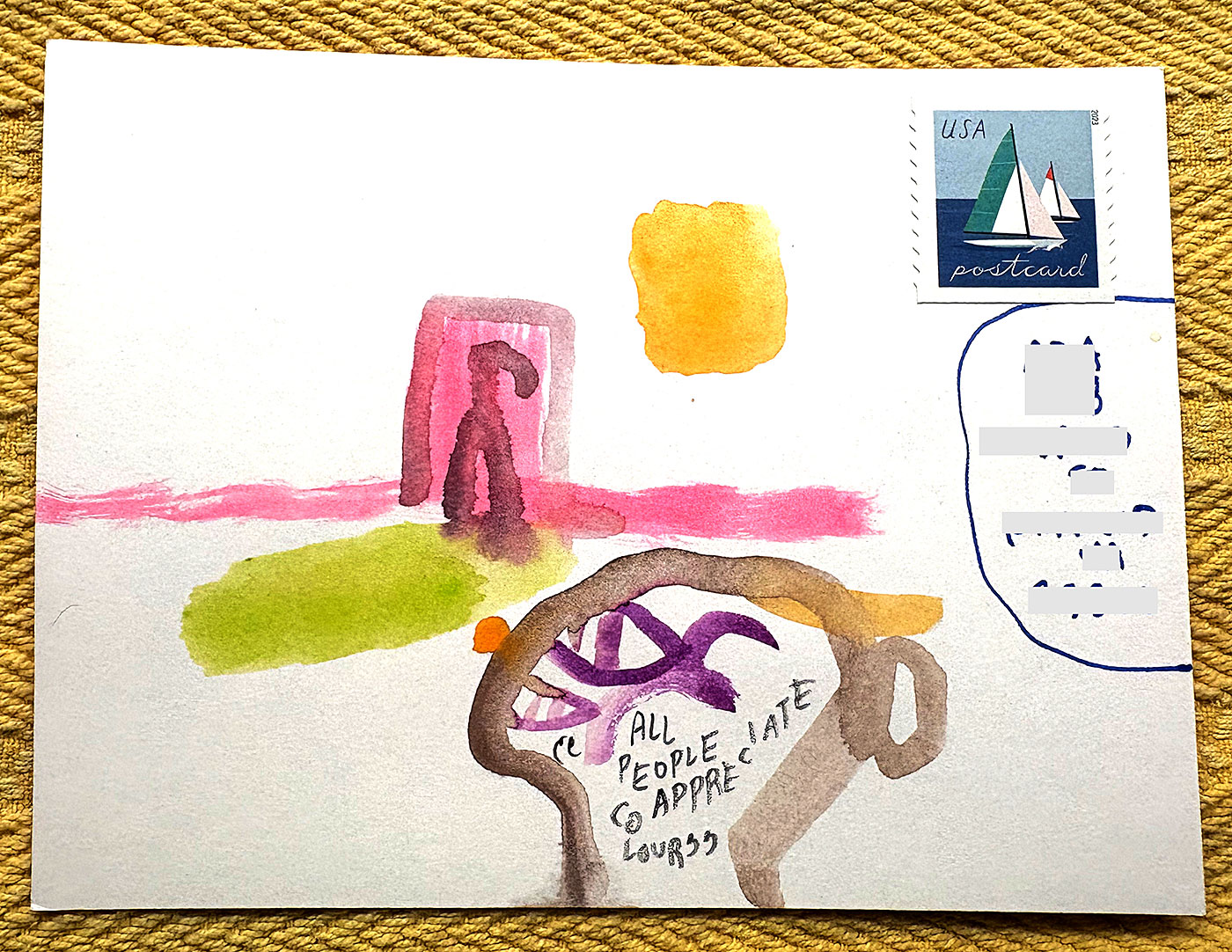 Postcard drawing sent to send cheer