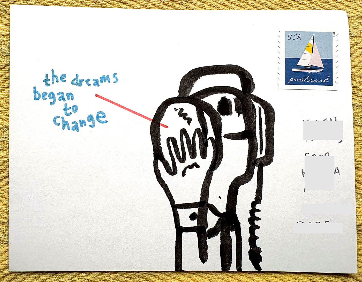 Postcard drawing sent to send cheer