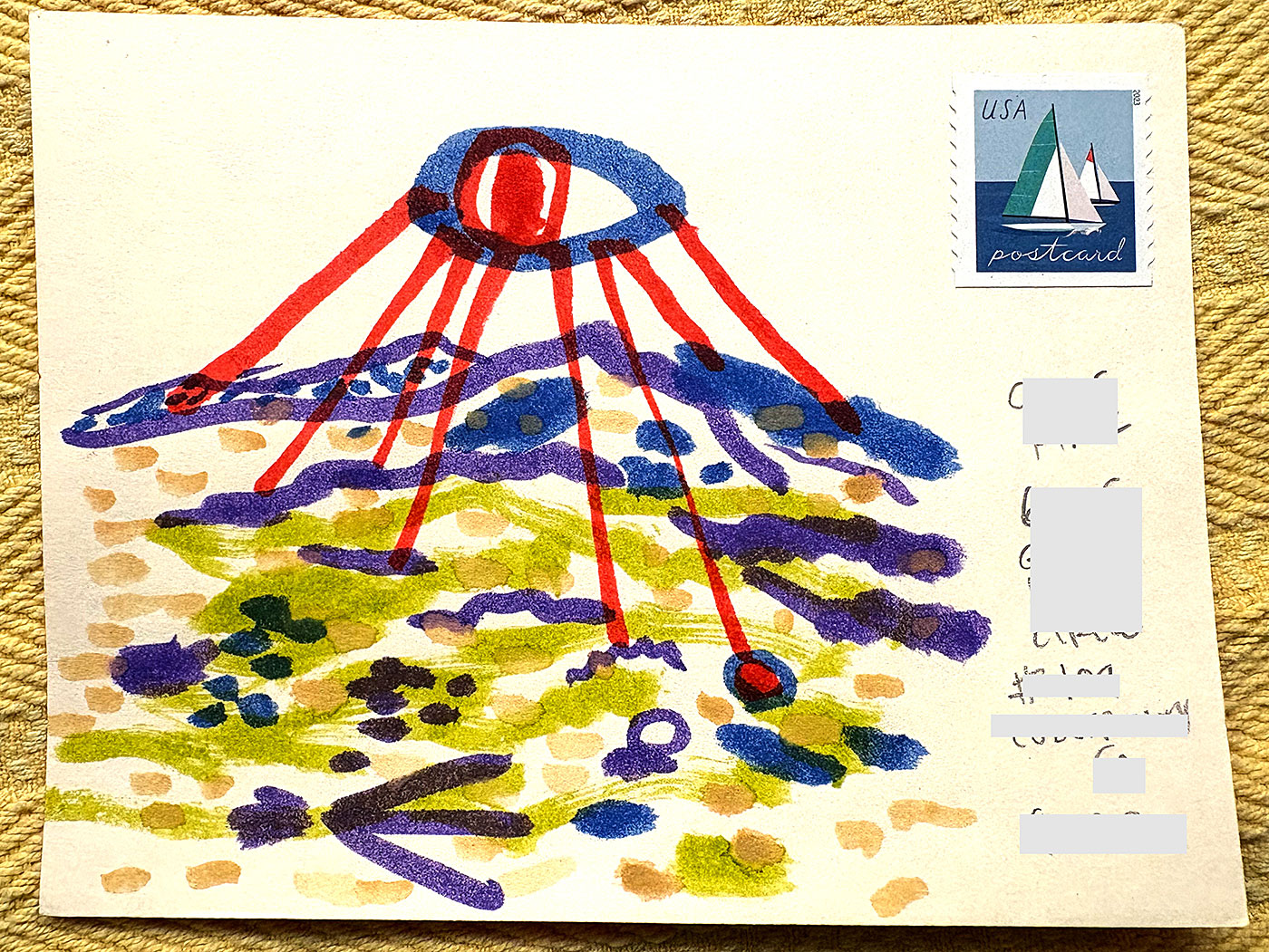 Postcard drawing sent to send cheer