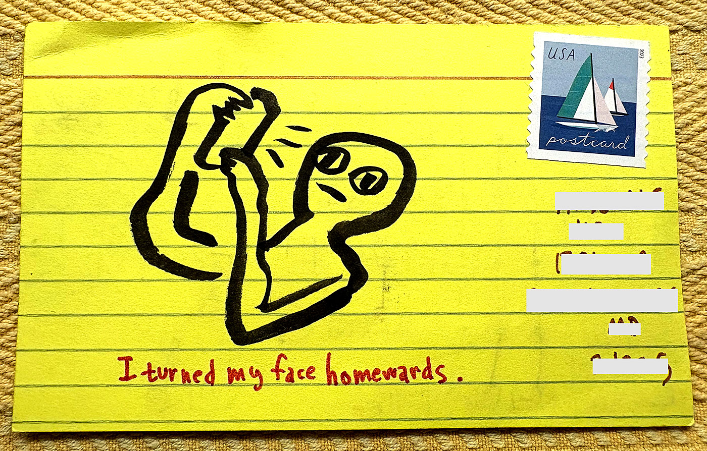 Postcard drawing sent to send cheer