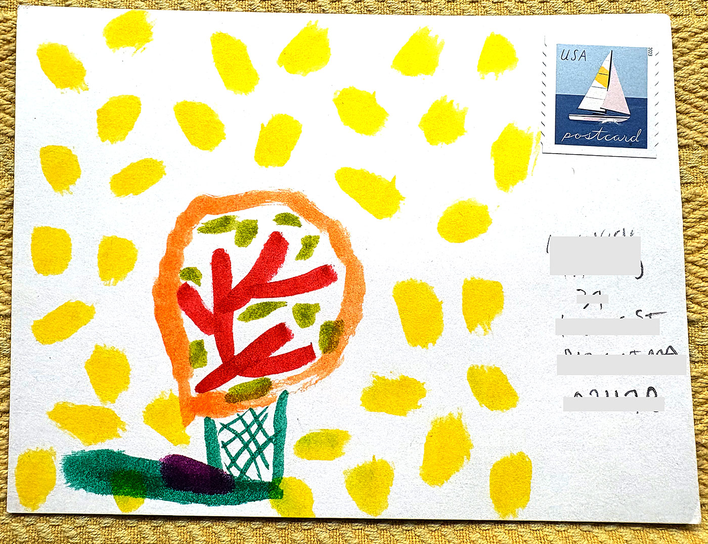 Postcard drawing sent to send cheer