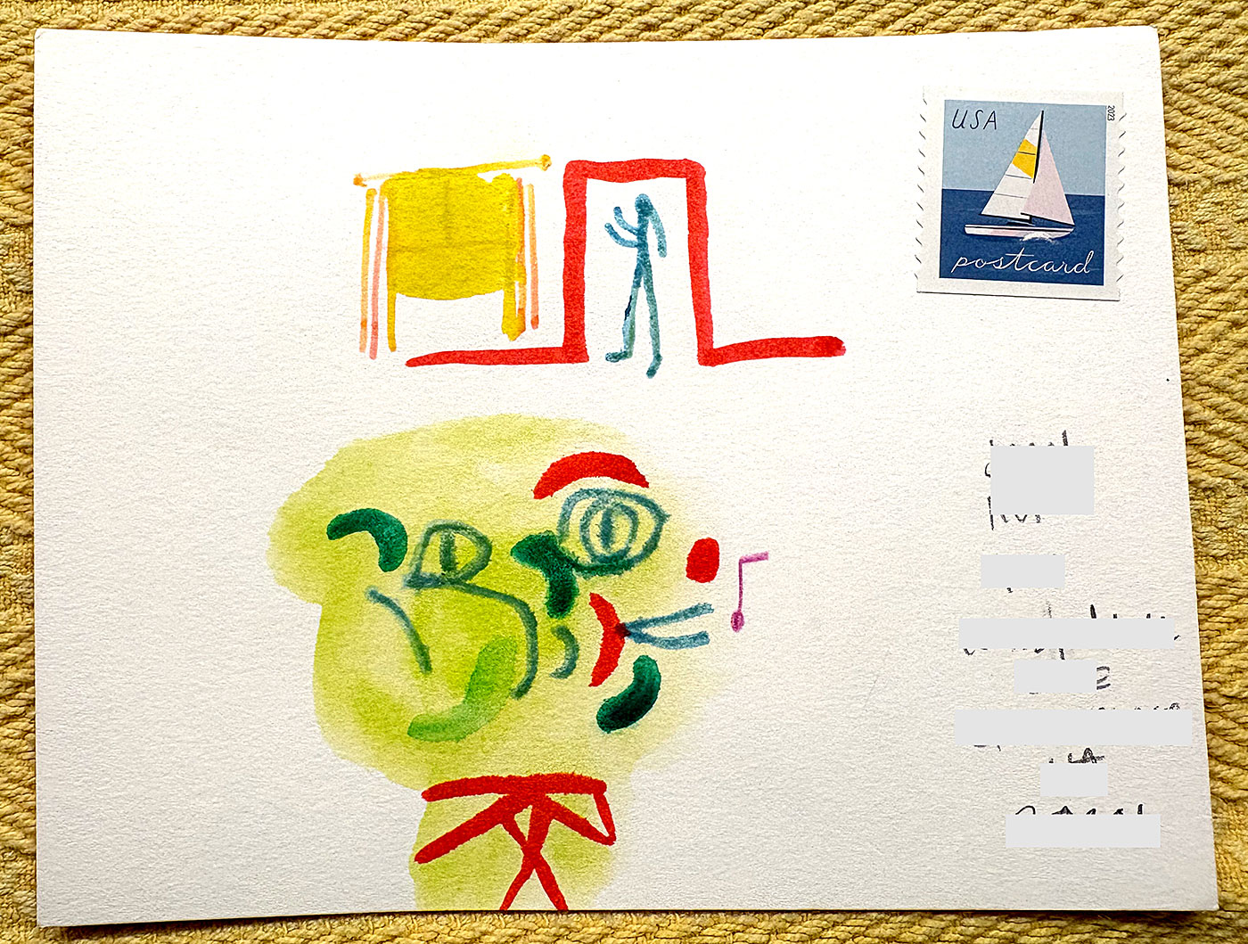 Postcard drawing sent to send cheer
