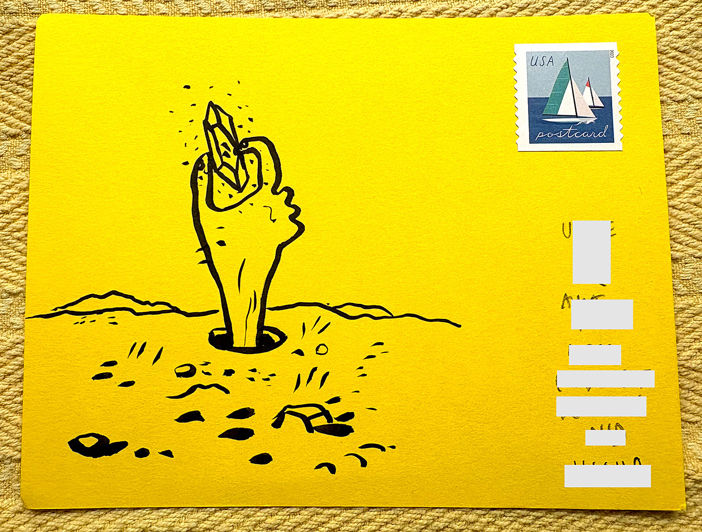Postcard drawing sent to send cheer