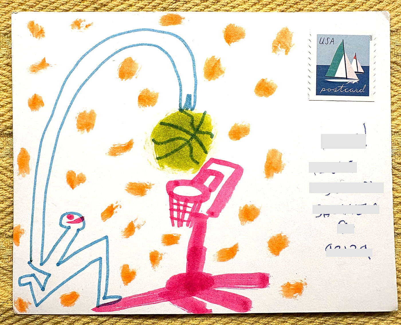 Postcard drawing sent to send cheer