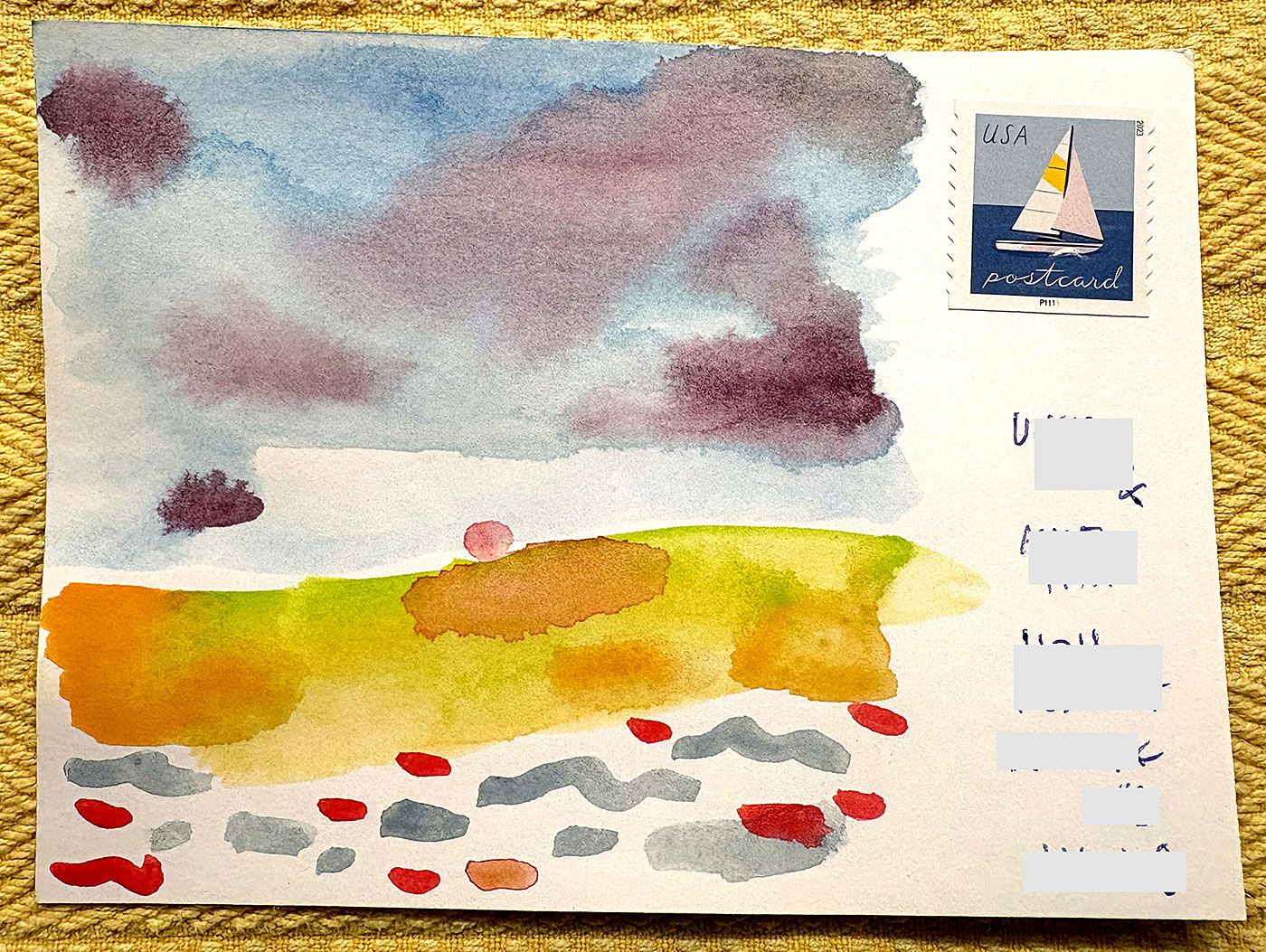 Postcard drawing sent to send cheer