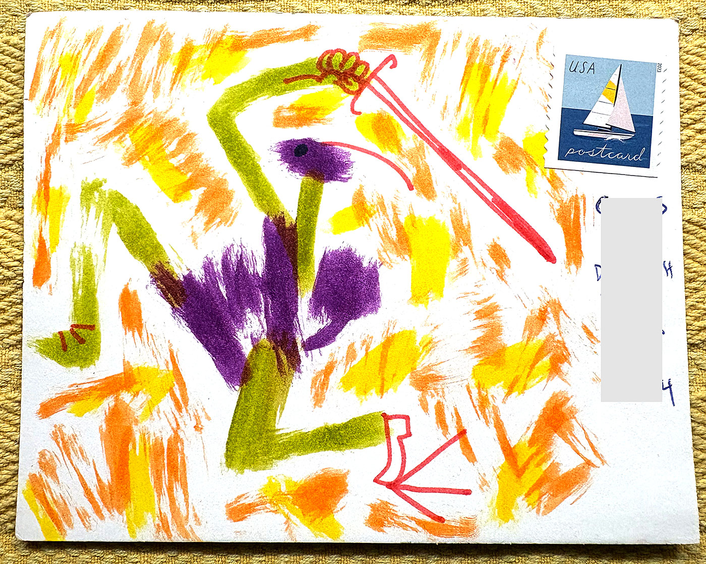Postcard drawing sent to send cheer