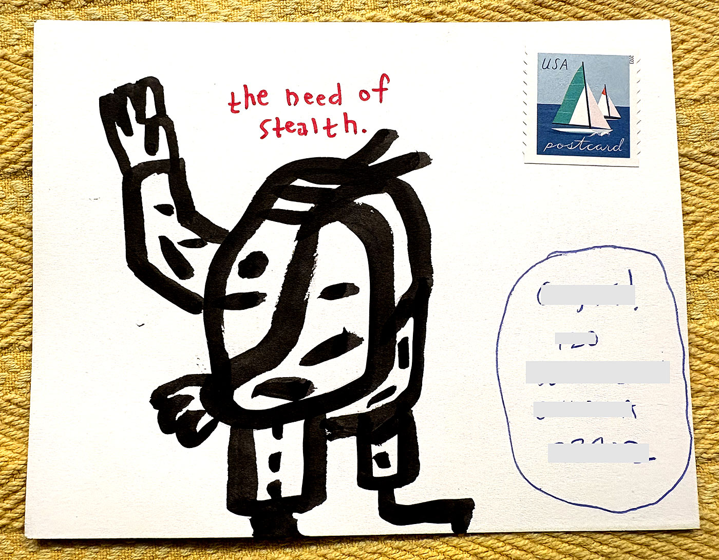 Postcard drawing sent to send cheer