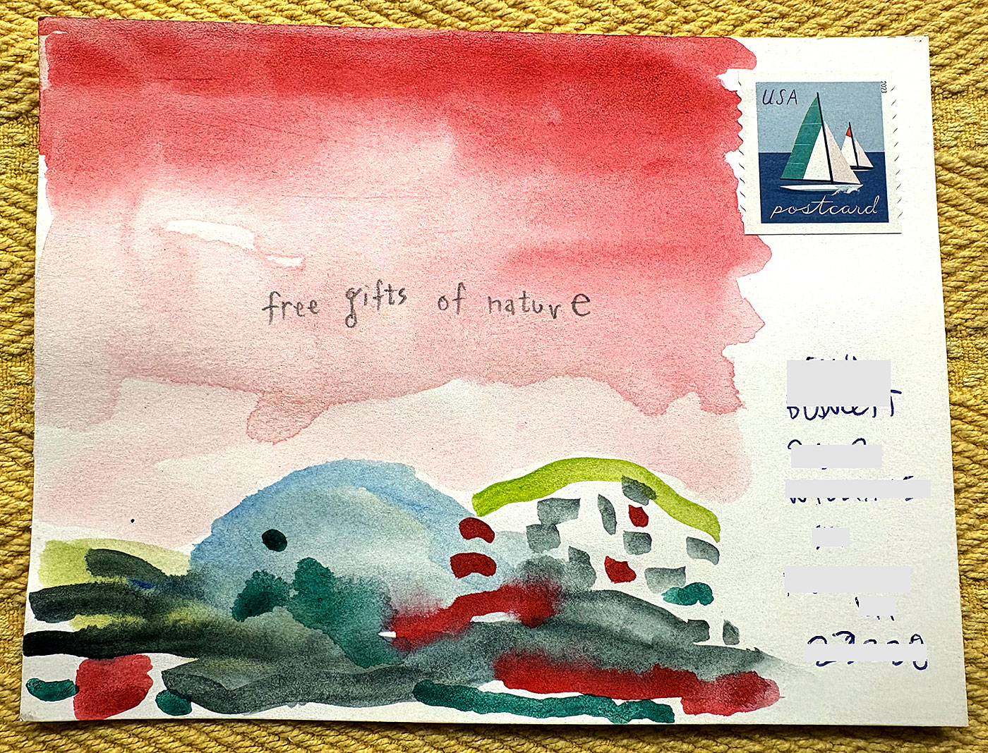 Postcard drawing sent to send cheer