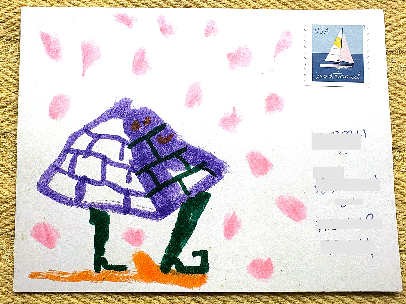 Postcard drawing sent to send cheer