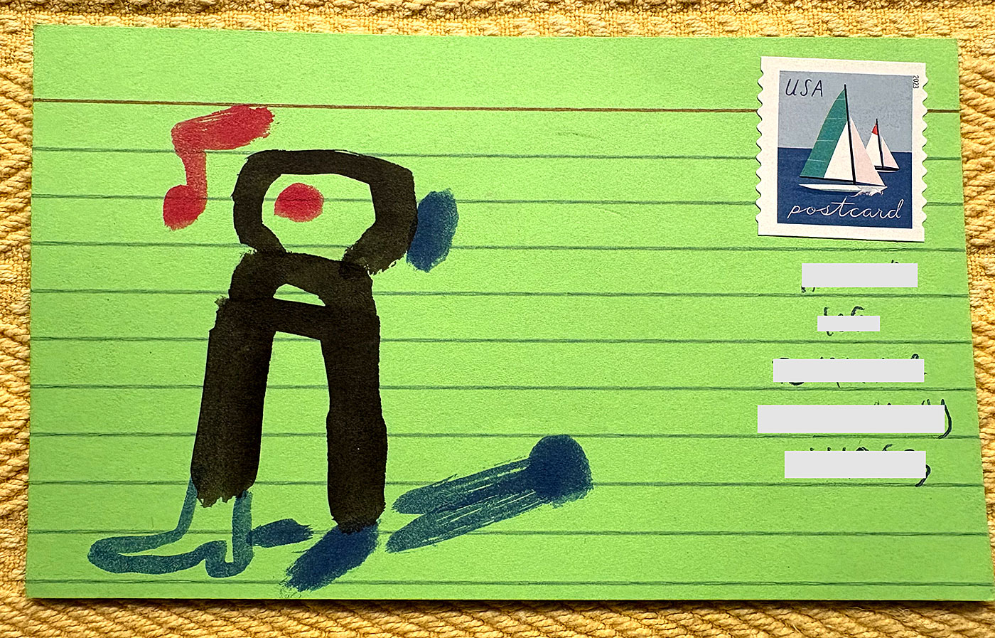 Postcard drawing sent to send cheer