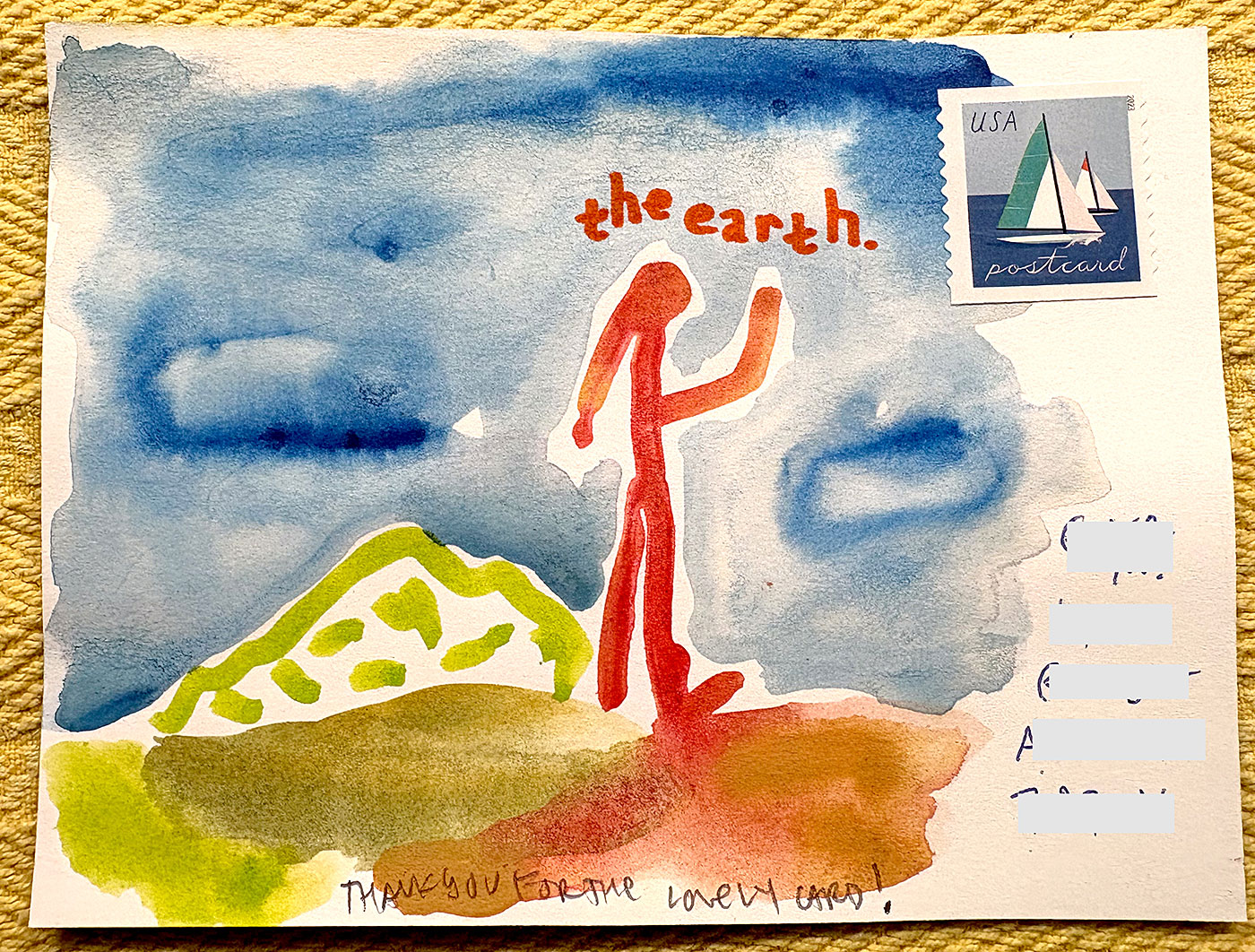 Postcard drawing sent to send cheer