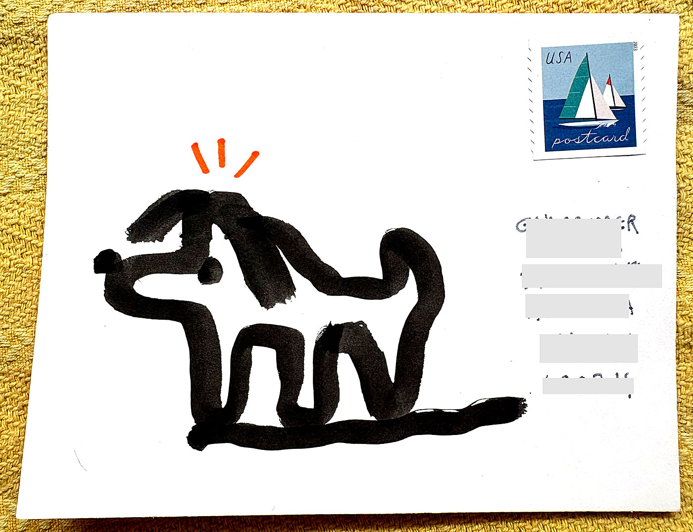 Postcard drawing sent to send cheer