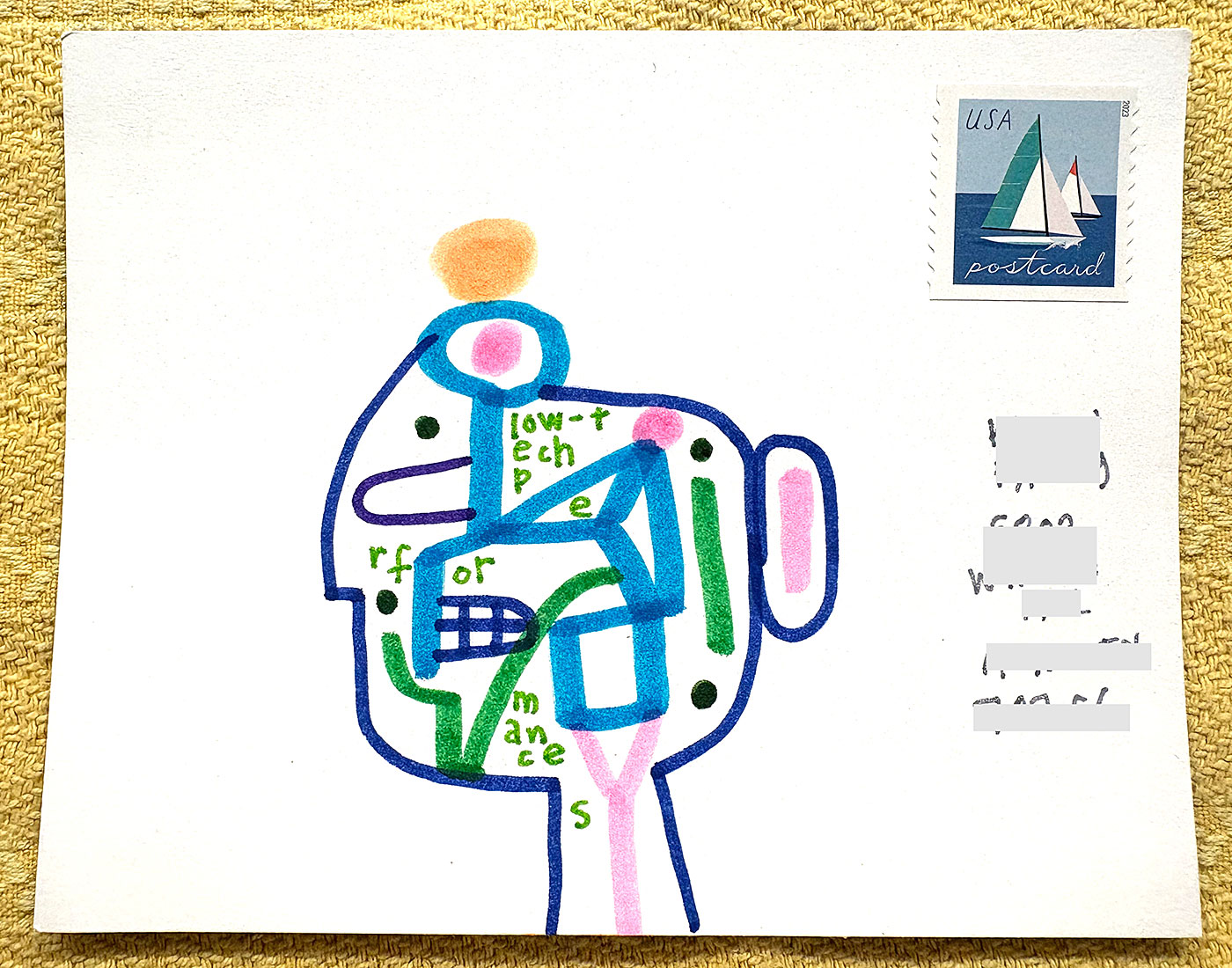 Postcard drawing sent to send cheer