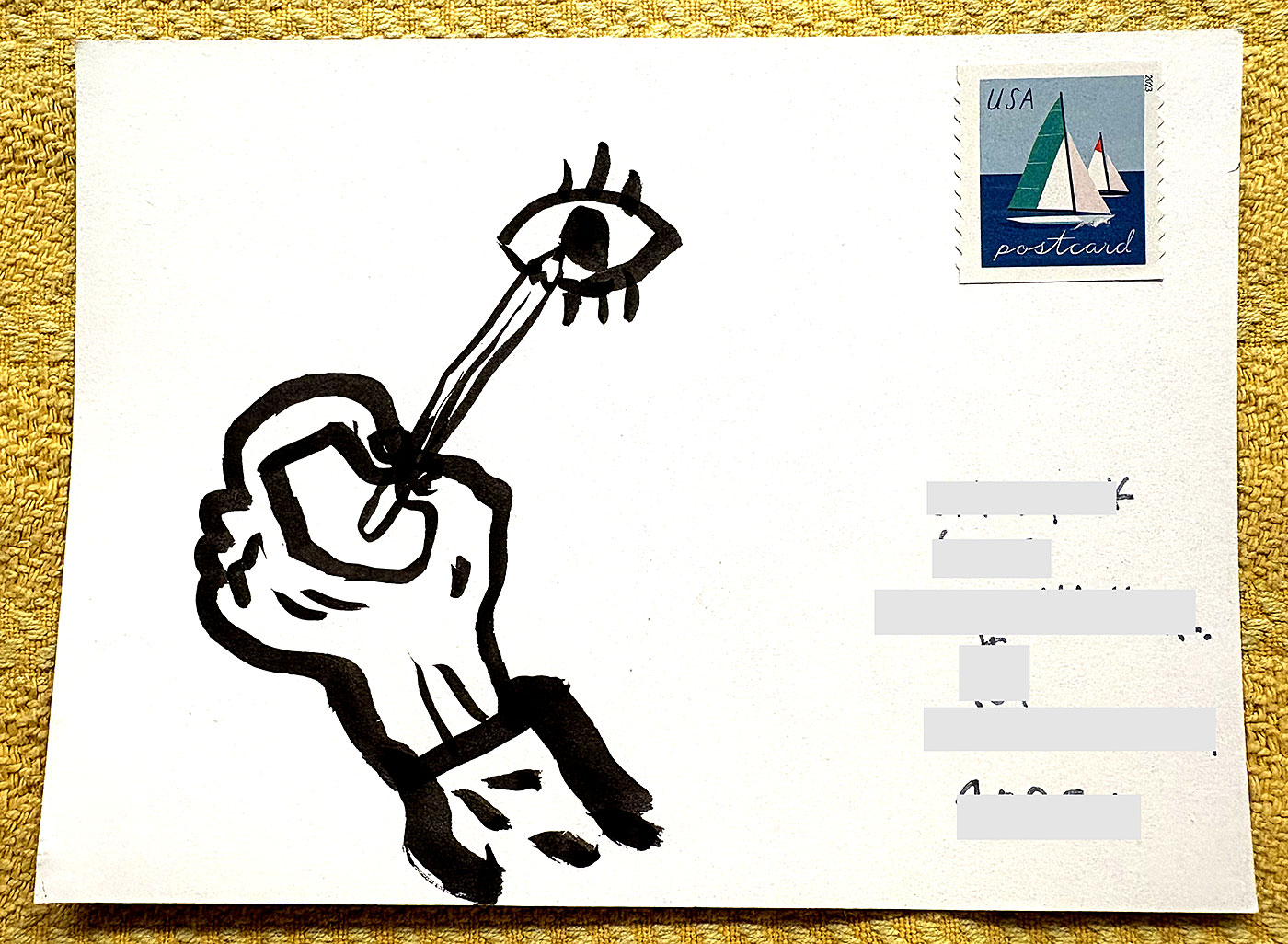 Postcard drawing sent to send cheer