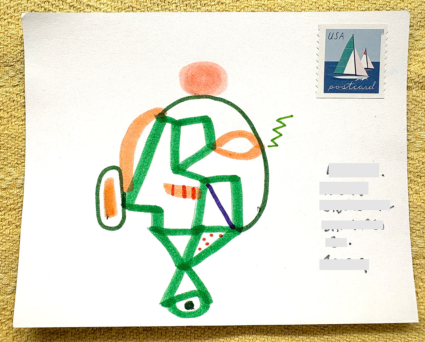 Postcard drawing sent to send cheer