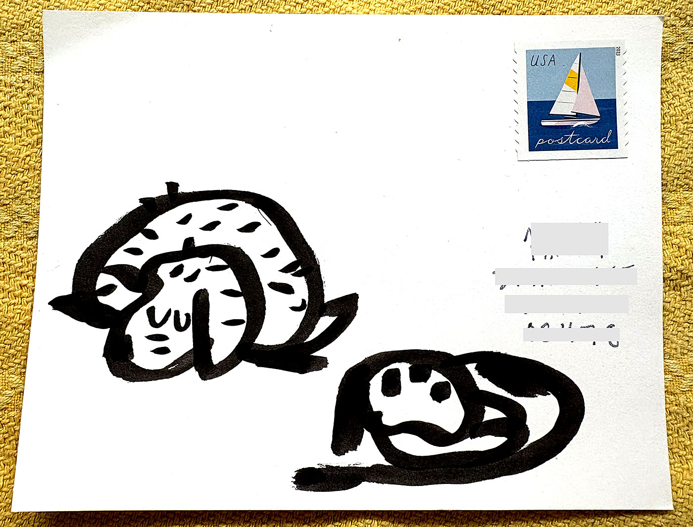 Postcard drawing sent to send cheer