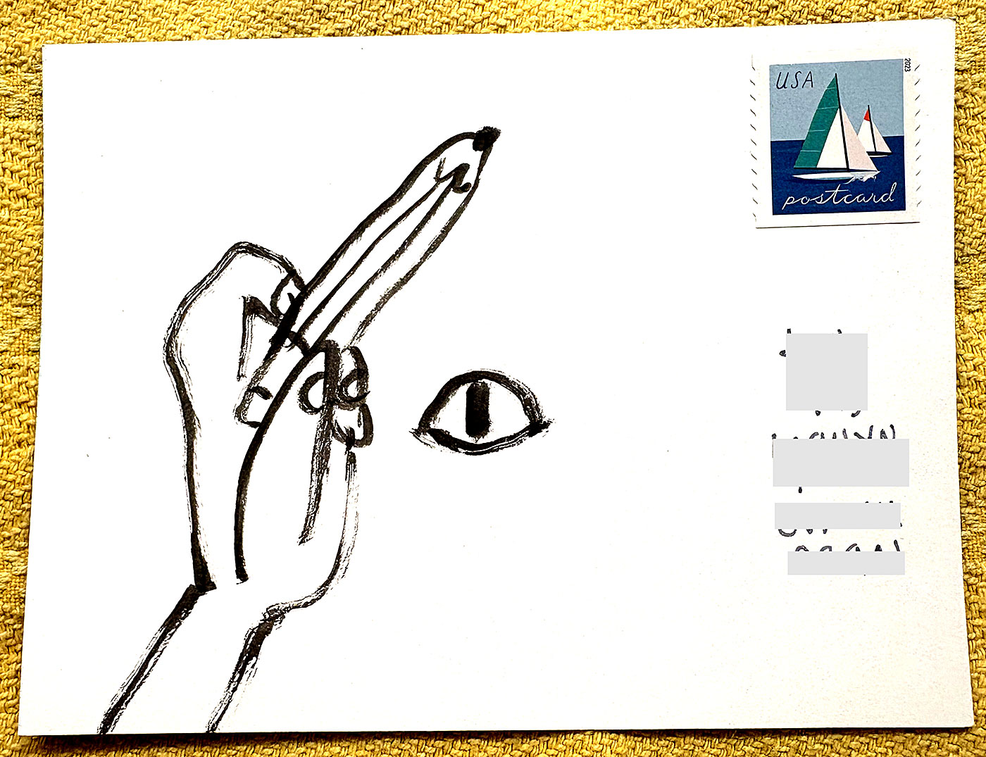 Postcard drawing sent to send cheer
