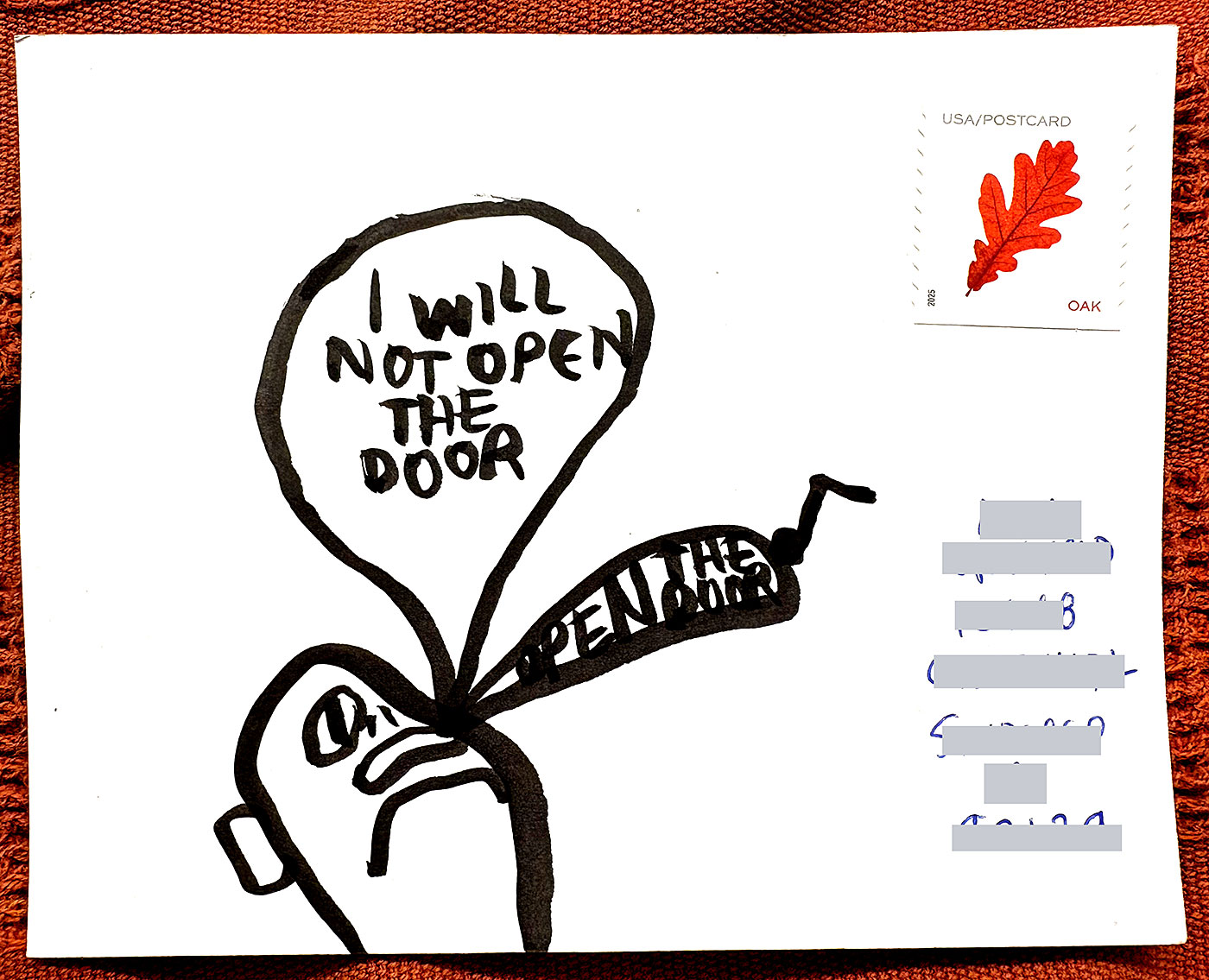 Postcard drawing sent to send cheer