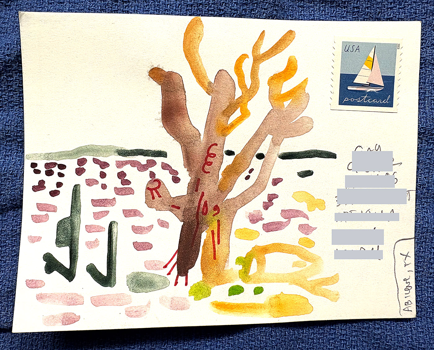 Postcard drawing sent to send cheer