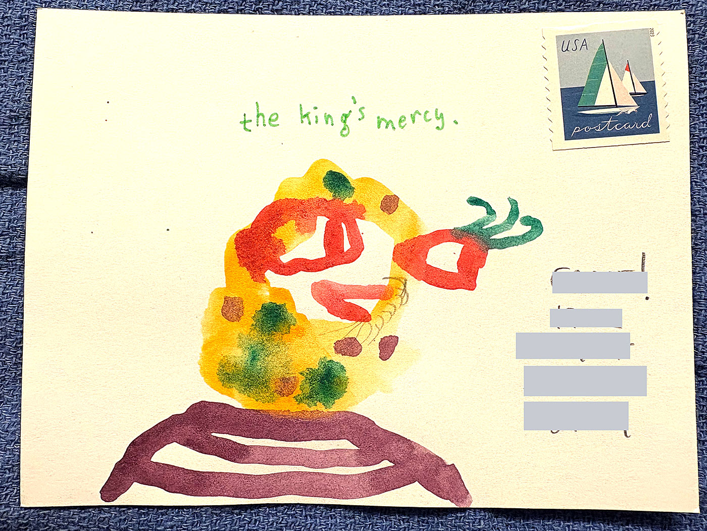 Postcard drawing sent to send cheer