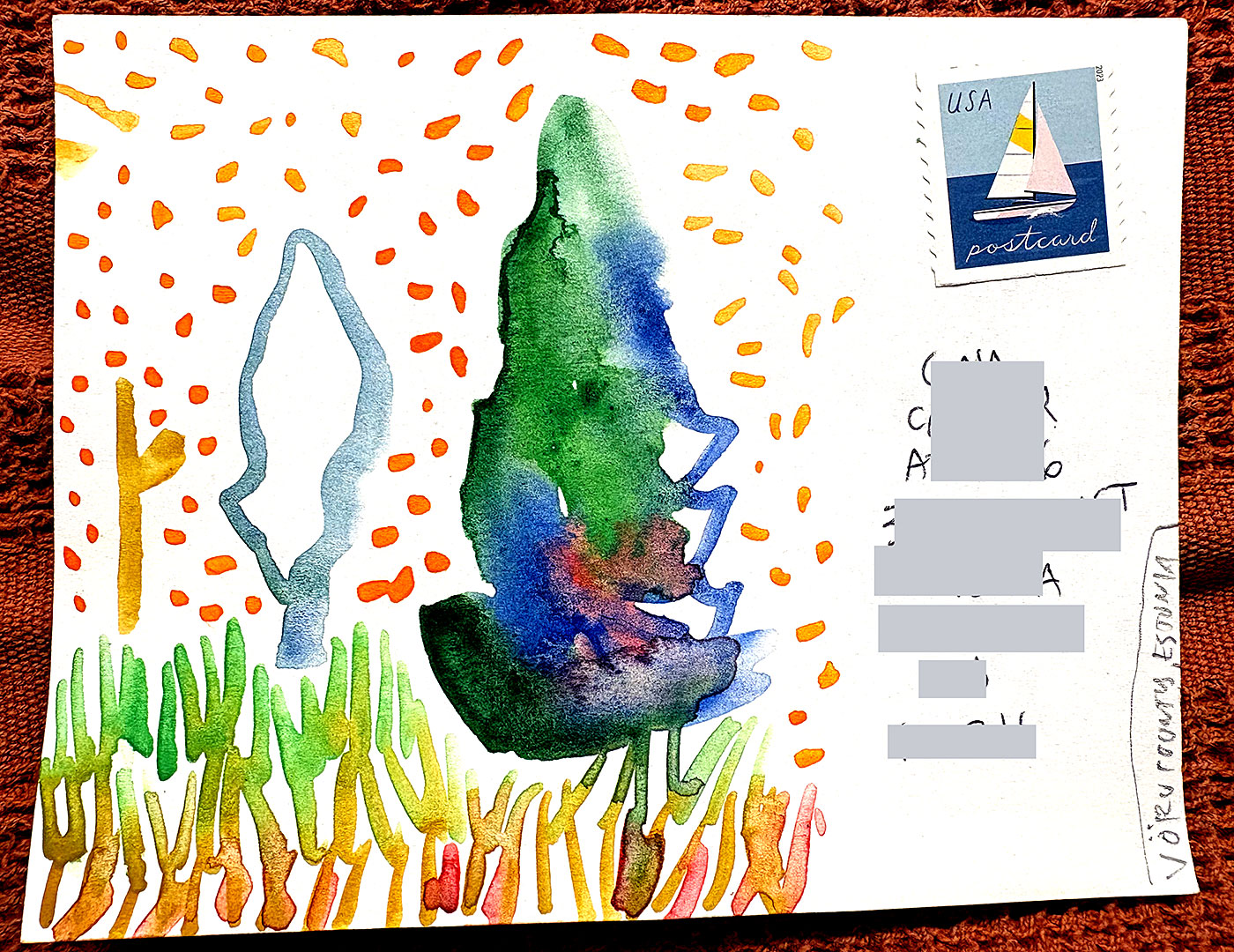 Postcard drawing sent to send cheer