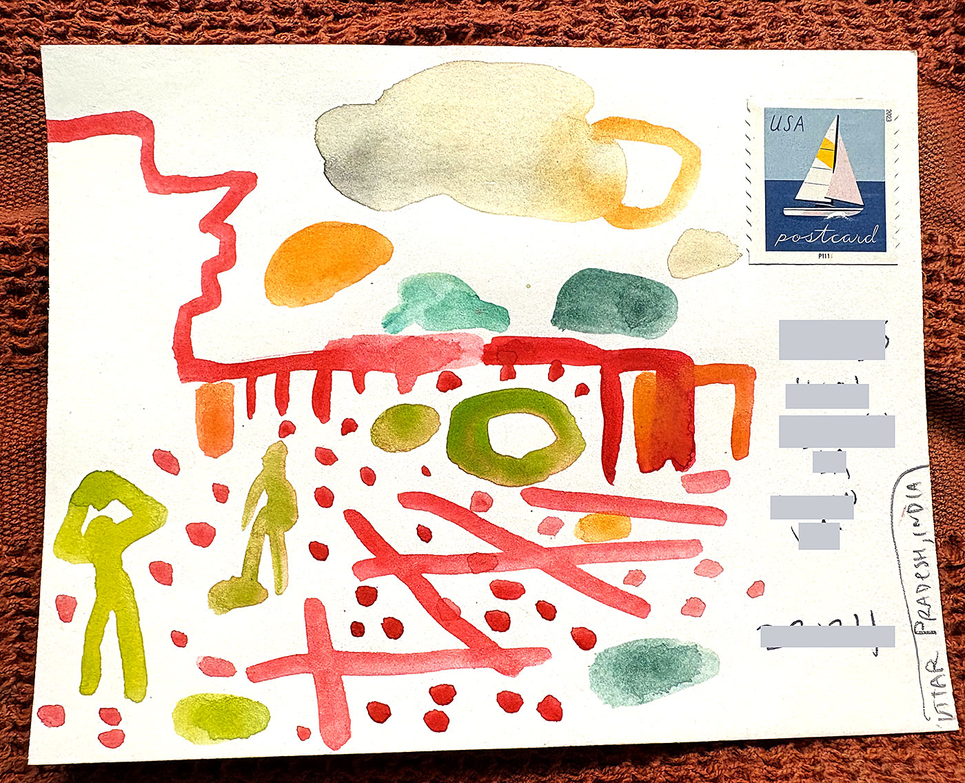 Postcard drawing sent to send cheer