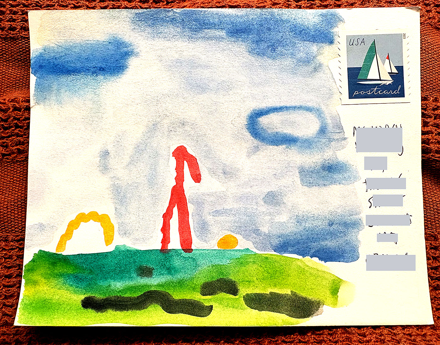 Postcard drawing sent to send cheer