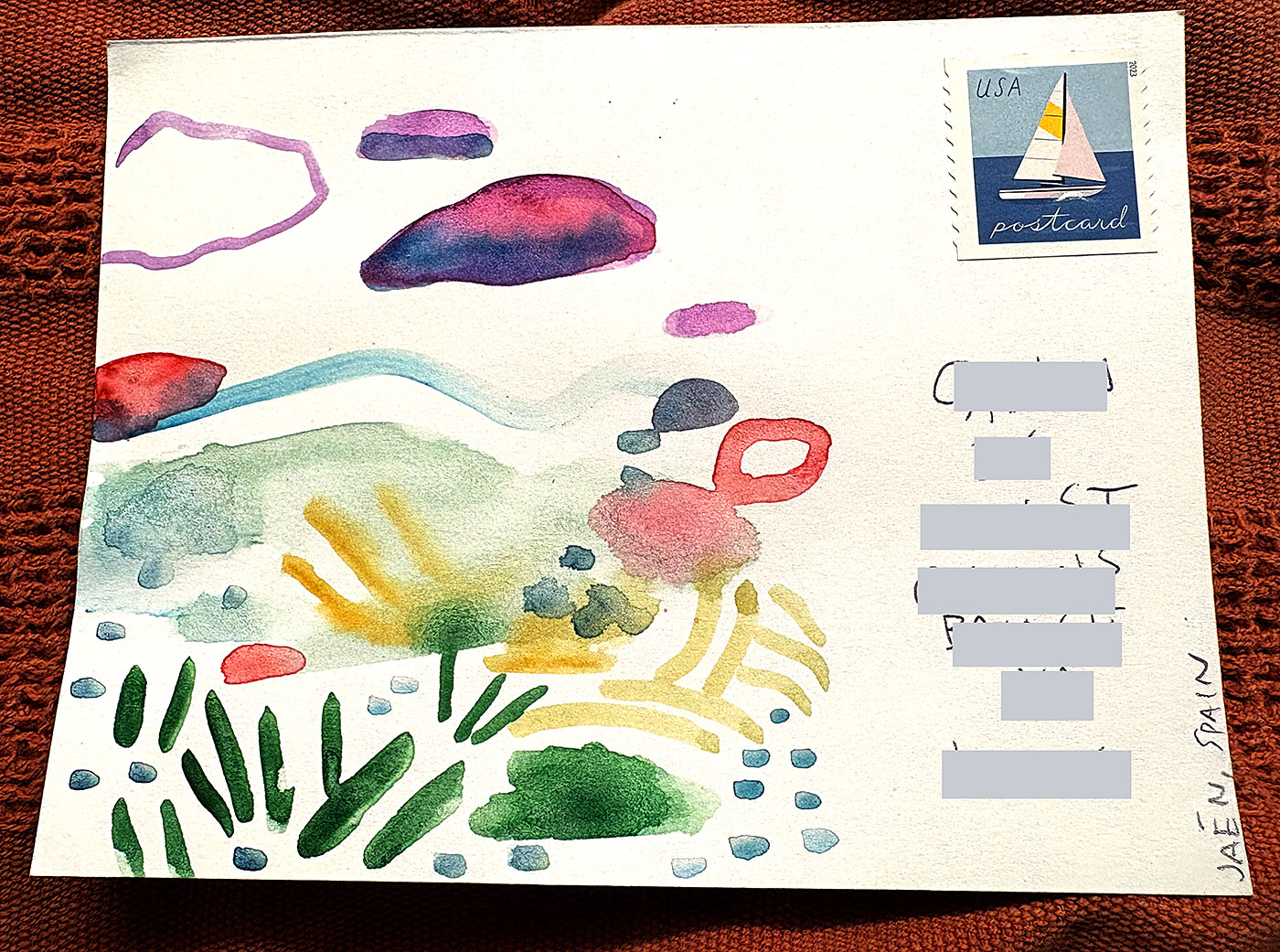 Postcard drawing sent to send cheer